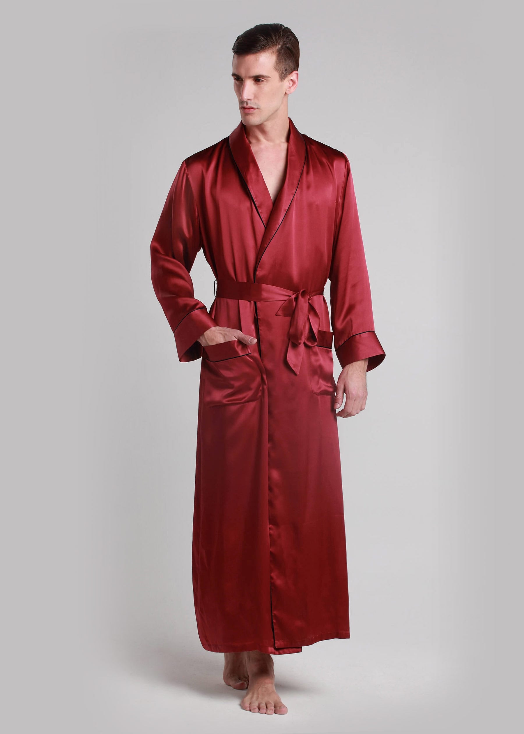 22 Momme Contra Trim And Full Length Silk Robe