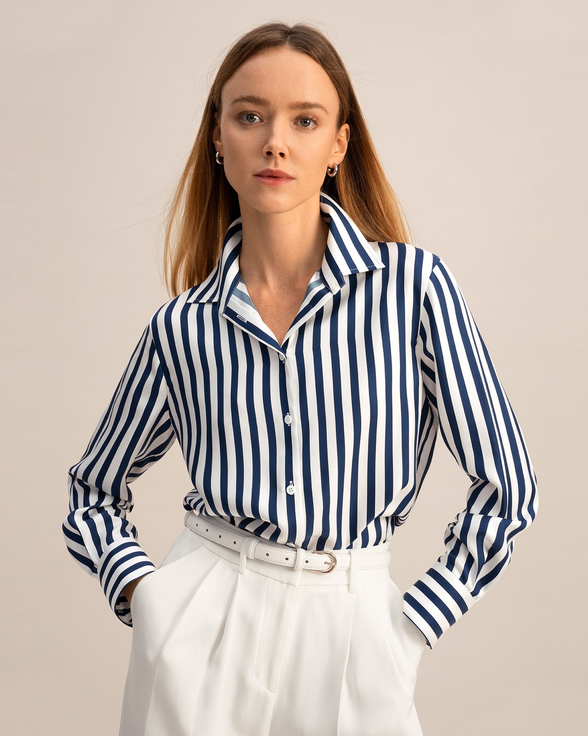 Vertical Stripes Epaulettes Shirt - Women - Ready-to-Wear