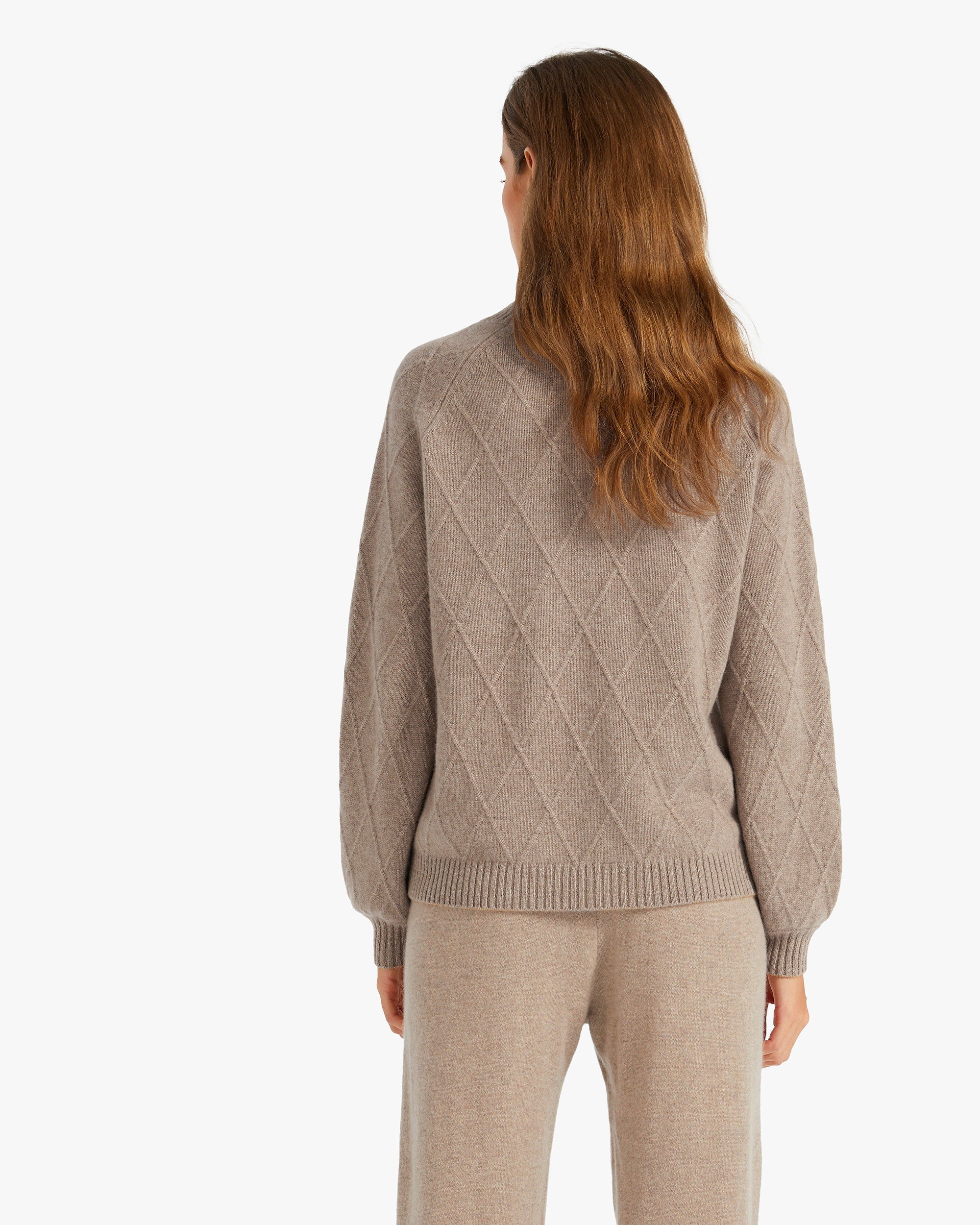 Unique Diamond Knit Cashmere Turtleneck Sweater – LILYSILK