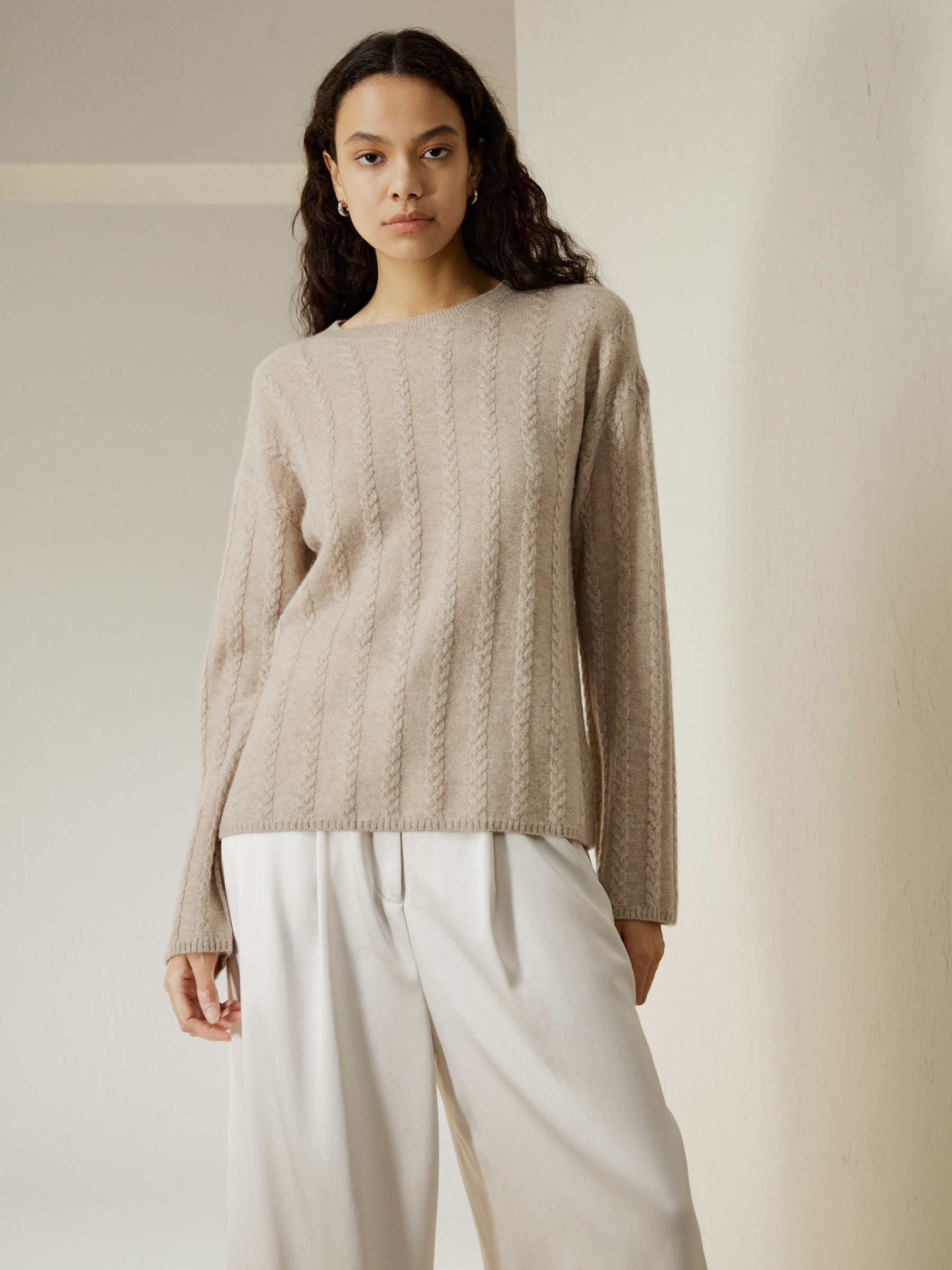 Semi-Sheer Cable-knit Cashmere Sweater