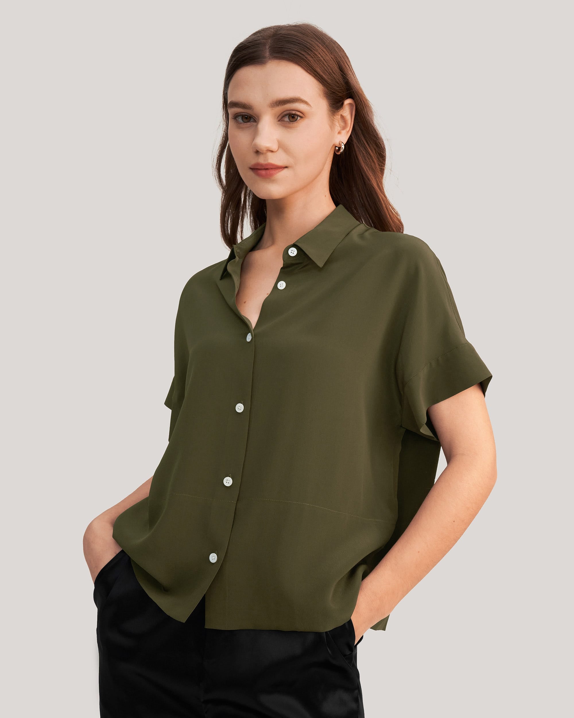 Women Casual Short Sleeves Loose Silk T-Shirt