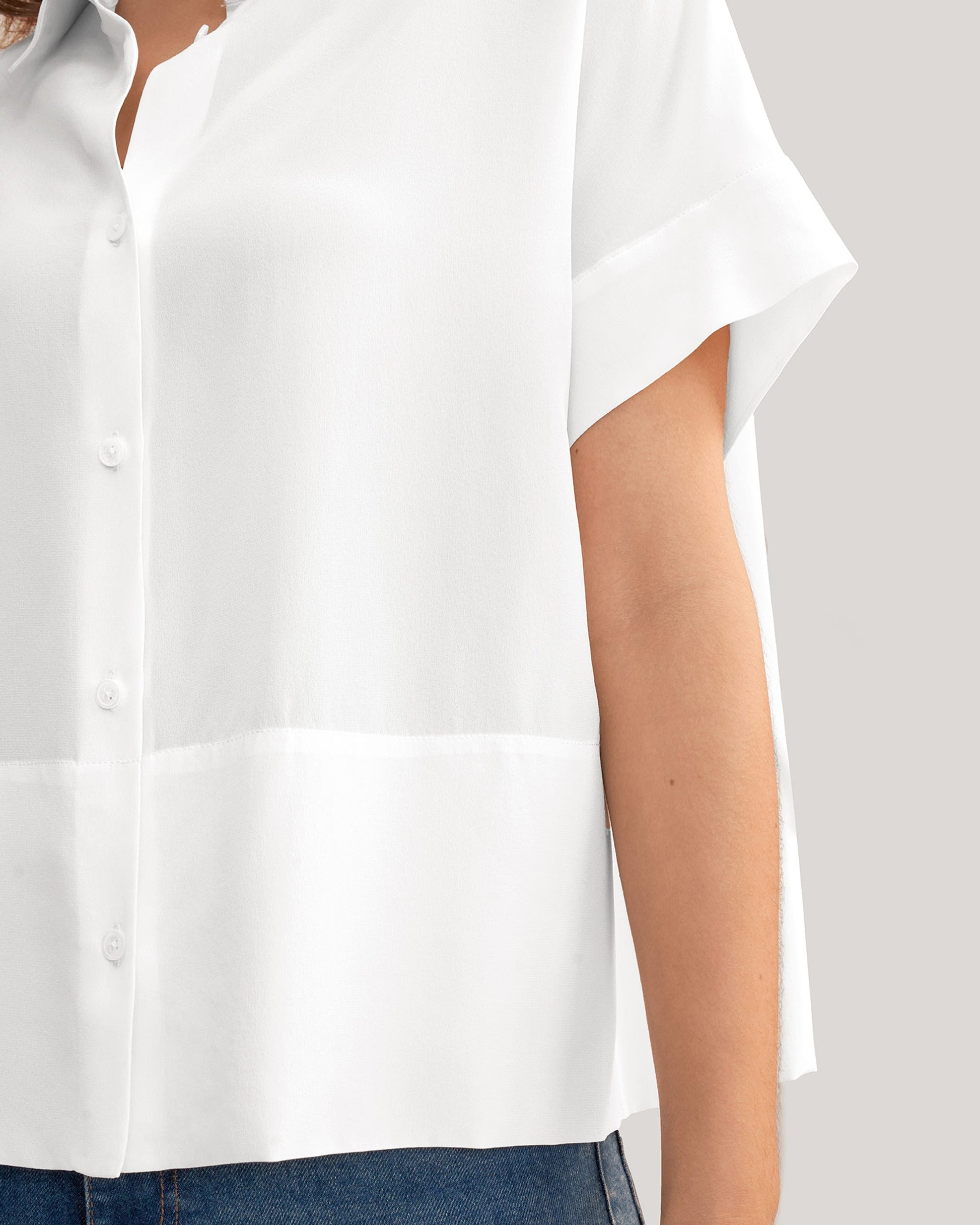 LILYSILK Casual Short Sleeves Loose Silk Shirt for Women - Navy Blue